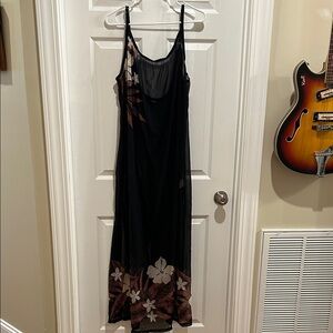 Lands' End Black Floral Swim Coverup